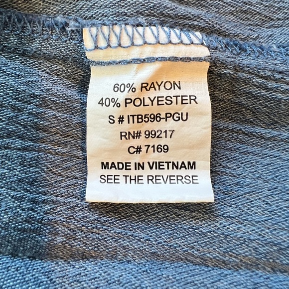 Moa Moa Blue Chambray Top with Ruffled Sleeves - Picture 11 of 12